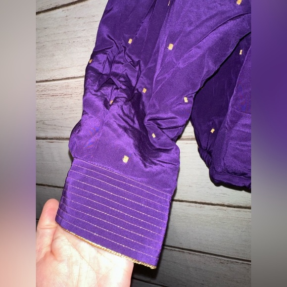Purple and Gold Ellen Tracy Jacket Medium Vintage Oversized Asian Silk luxury - Picture 4 of 13